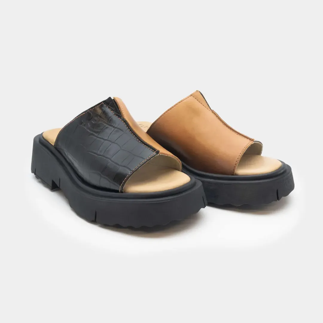 Sandalia Furtiva Ibiza Negra y Marrón